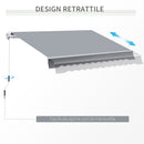 Tenda da Sole Avvolgibile a Parete 395x245 cm in Metallo e Poliestere Grigio