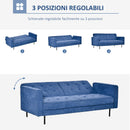 Divano Letto 3 Posti 187x91x85 cm in Tessuto Blu