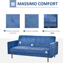 Divano Letto 3 Posti 187x91x85 cm in Tessuto Blu