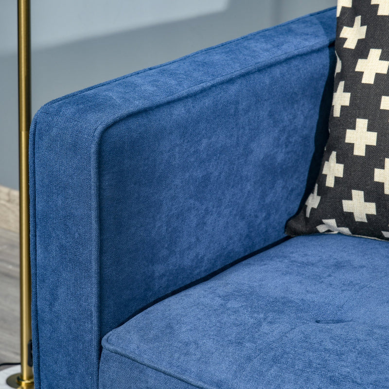 Divano Letto 3 Posti 187x91x85 cm in Tessuto Blu