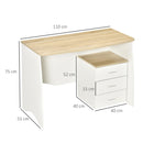Scrivania da Ufficio 110x55x75 cm con Cassettiera in Legno Bianco