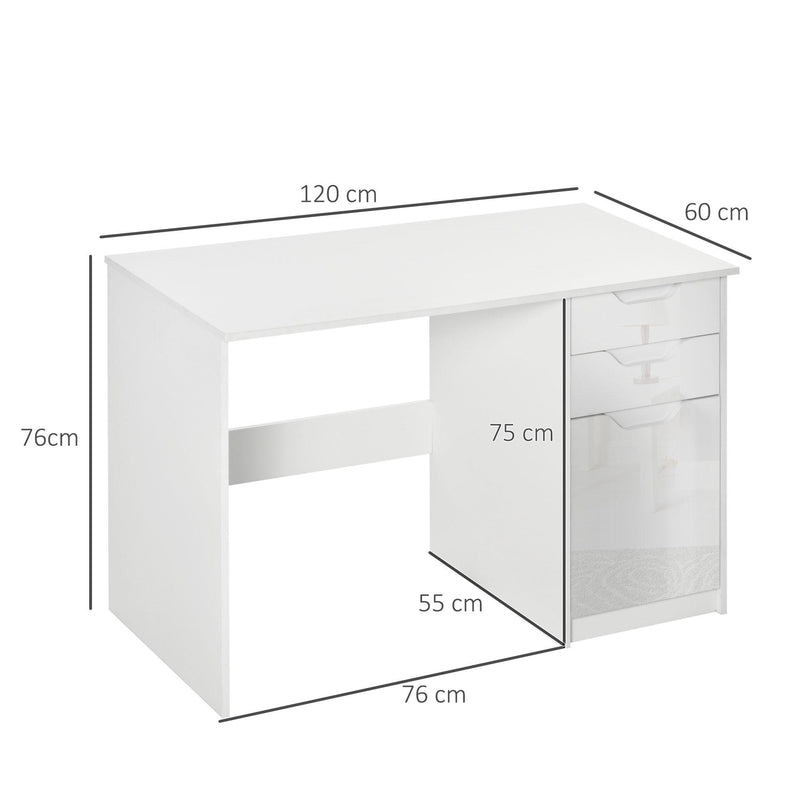 Scrivania da Ufficio 120x60x76 cm con Cassetti in Legno Bianco
