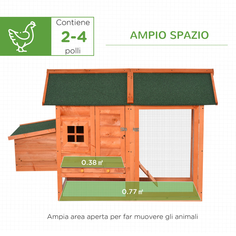 Pollaio con Nido per la Cova e Casetta con Vassoio Estraibile 170x81x110 cm in Legno Arancione