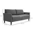 Divano 2 Posti 191x79x87 cm in Tessuto Effetto Lino Grigio