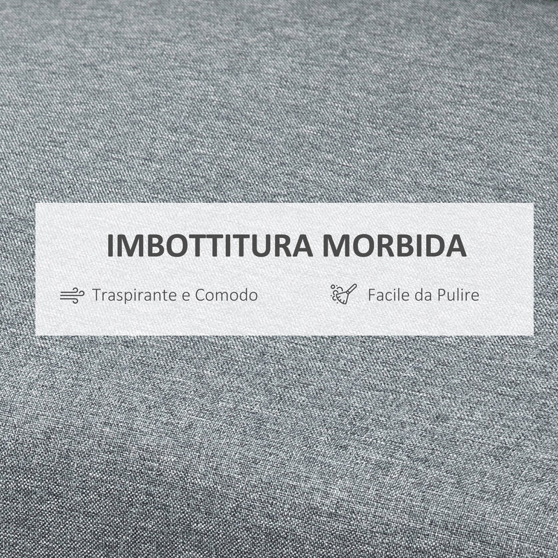 Divano 2 Posti 191x79x87 cm in Tessuto Effetto Lino Grigio