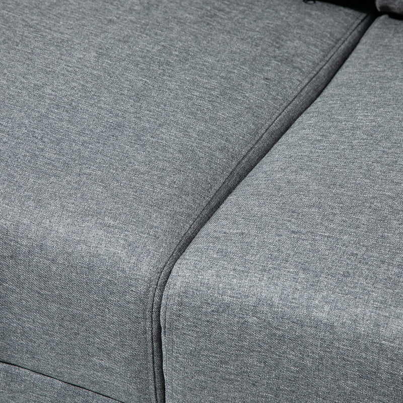 Divano 2 Posti 191x79x87 cm in Tessuto Effetto Lino Grigio