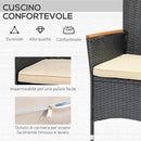 Set Tavolo e 6 Sedie Pieghevoli da Giardino con Cuscini Morbidi in PE Rattan e Legno Nero