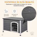 Cuccia per Cani Impermeabile da Esterno 80x55x53.5 cm in Legno Grigio