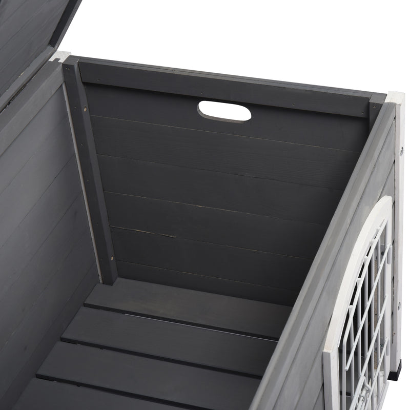 Cuccia per Cani Impermeabile da Esterno 80x55x53.5 cm in Legno Grigio