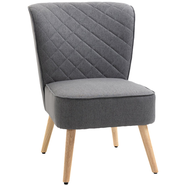 acquista Gepolsterter Stuhl 61x69x85 cm in hellgrauem Stoff mit Leineneffekt