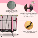 Trampolino Tappeto Elastico per Bambini Ø161x163 cm con Rete di Sicurezza e Corde Elastiche Rosa