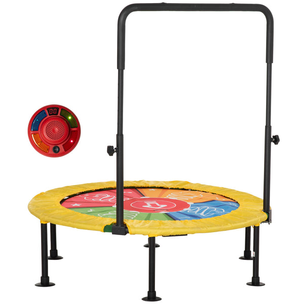 Faltbares Trampolin für Kinder Ø102x89-114 cm mit Haltestange für Fitness und Spiele Gelb acquista
