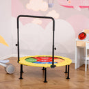 Trampolino Elastico per Bambini Pieghevole Ø102x89-114 cm con Manubrio per Fitness e Gioco Giallo