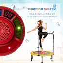 Trampolino Elastico per Bambini Pieghevole Ø102x89-114 cm con Manubrio per Fitness e Gioco Giallo