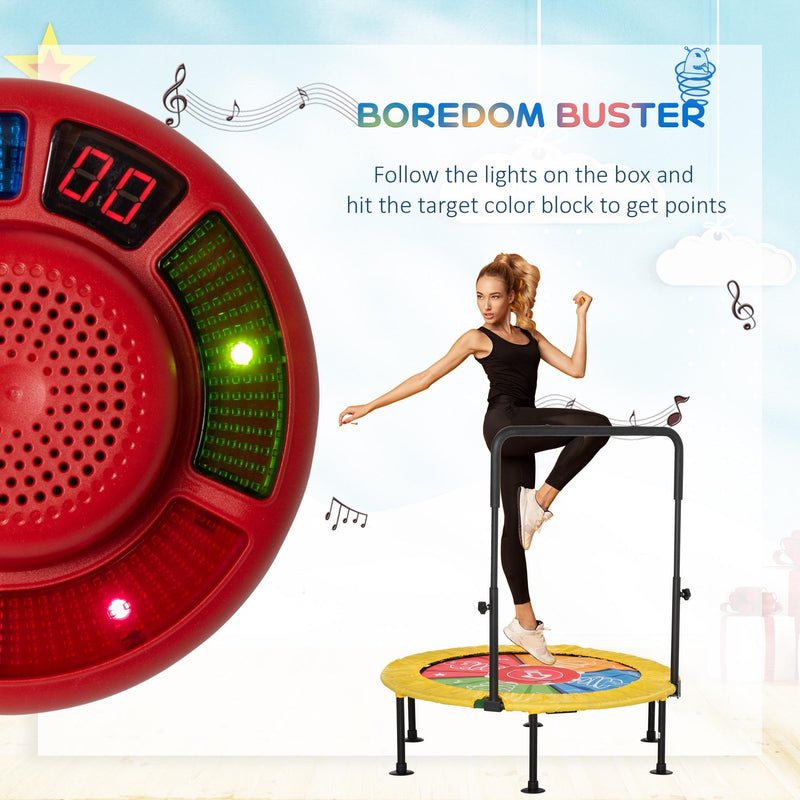 Trampolino Elastico per Bambini Pieghevole Ø102x89-114 cm con Manubrio per Fitness e Gioco Giallo