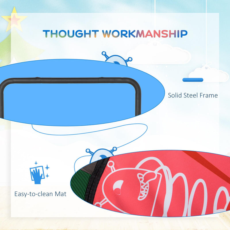 Trampolino Elastico per Bambini Pieghevole Ø102x89-114 cm con Manubrio per Fitness e Gioco Giallo