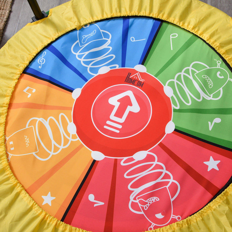 Trampolino Elastico per Bambini Pieghevole Ø102x89-114 cm con Manubrio per Fitness e Gioco Giallo