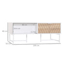 Tavolino Basso con Cassetti 100x50x40 cm in Legno e Metallo Bianco