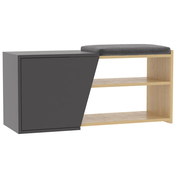 Platzsparende Schuhbank 104x37x47 cm 8 Paar Schuhe in Spanplatte Eiche und Anthrazit sconto