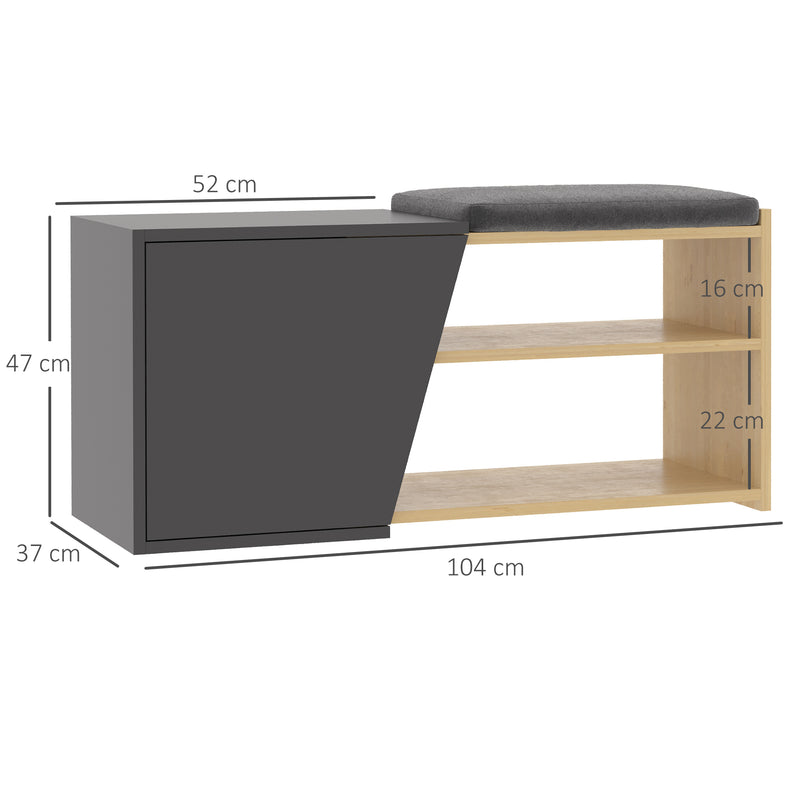 Panca Scarpiera Salvaspazio 104x37x47 cm 8 Paia di Scarpe in Truciolare Rovere e Antracite