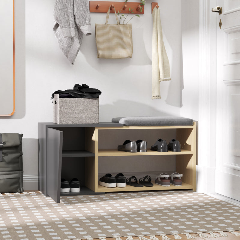 Panca Scarpiera Salvaspazio 104x37x47 cm 8 Paia di Scarpe in Truciolare Rovere e Antracite