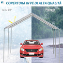 Tendone per Auto 5.95x2.9x2.6m in Acciaio Zincato Bianco