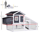 Pollaio da Giardino Prefabbricato 175.4x95.5x100 cm in Legno con Tetto Impermeabile Grigio