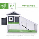 Pollaio da Giardino Prefabbricato 175.4x95.5x100 cm in Legno con Tetto Impermeabile Grigio