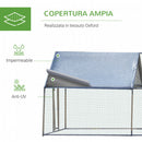 Pollaio per Galline 300x800x195 cm in Metallo Zincato con Copertura Argento