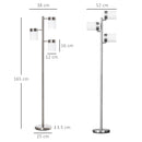 Lampada da Terra 3 Paralumi 38-52x25x165 cm E27 40W Argento