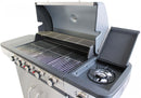 Barbecue a Gas GPL Davis 5 Fuochi + 1 con Fornello Laterale 138x55,5x112 h cm in Acciaio Grigio