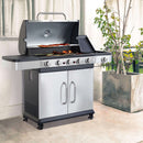 Barbecue a Gas GPL Davis 5 Fuochi + 1 con Fornello Laterale 138x55,5x112 h cm in Acciaio Grigio