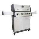Barbecue a Gas GPL Montana 4 Fuochi + 1 con Fornello Laterale 133x57x114 h cm in Acciaio Grigio