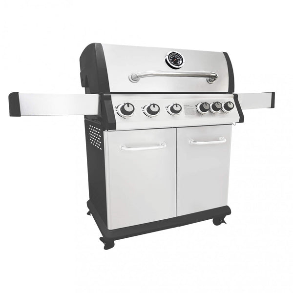 sconto Montana LPG Gasgrill 5 Brenner + 1 mit Seitenbrenner 144 x 57 x 114 h cm in Grey Steel