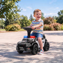 Macchina Cavalcabile Polizia per Bambini 18-36 Mesi 65x29,5x36 cm a Spinta Manuale con Musica e Vano Sottosedile in PP Nero      