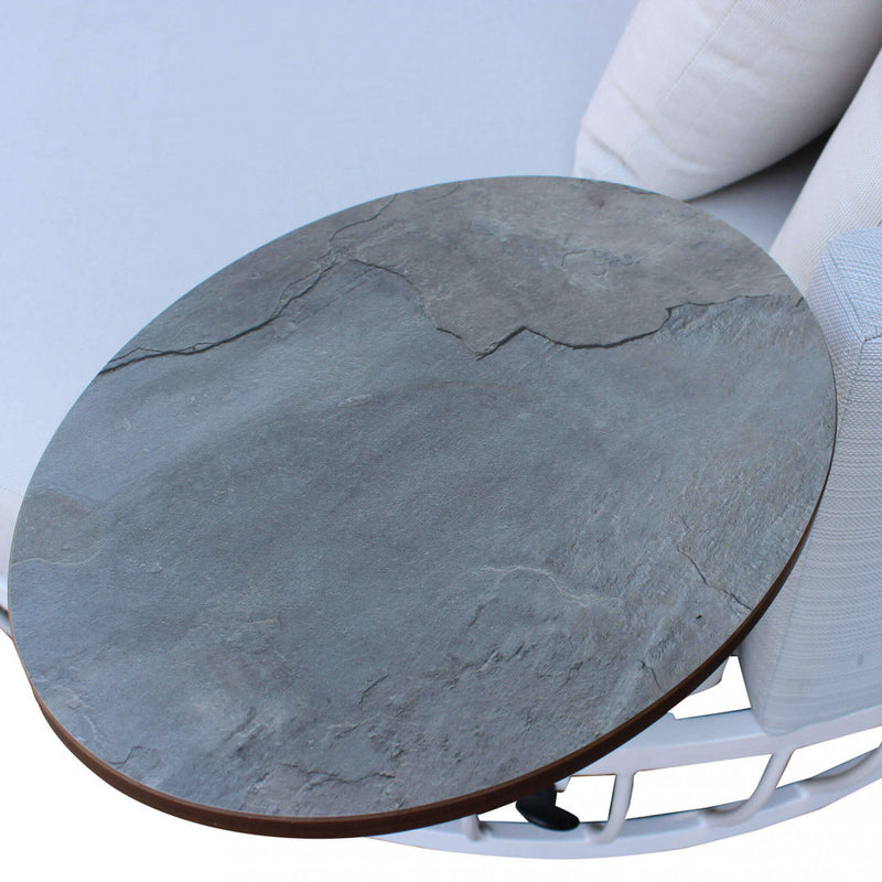 Divano Letto con Tavolino Salvador Ø165x30/60 h cm in Alluminio Bianco