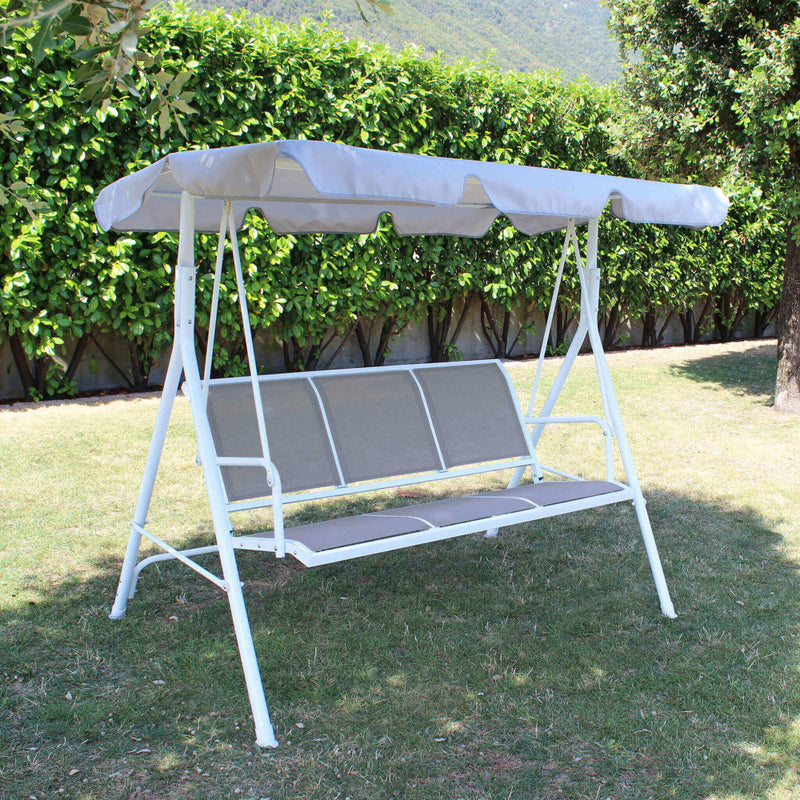 Dondolo Naxos 186x114x162 h cm in Textilene Bianco