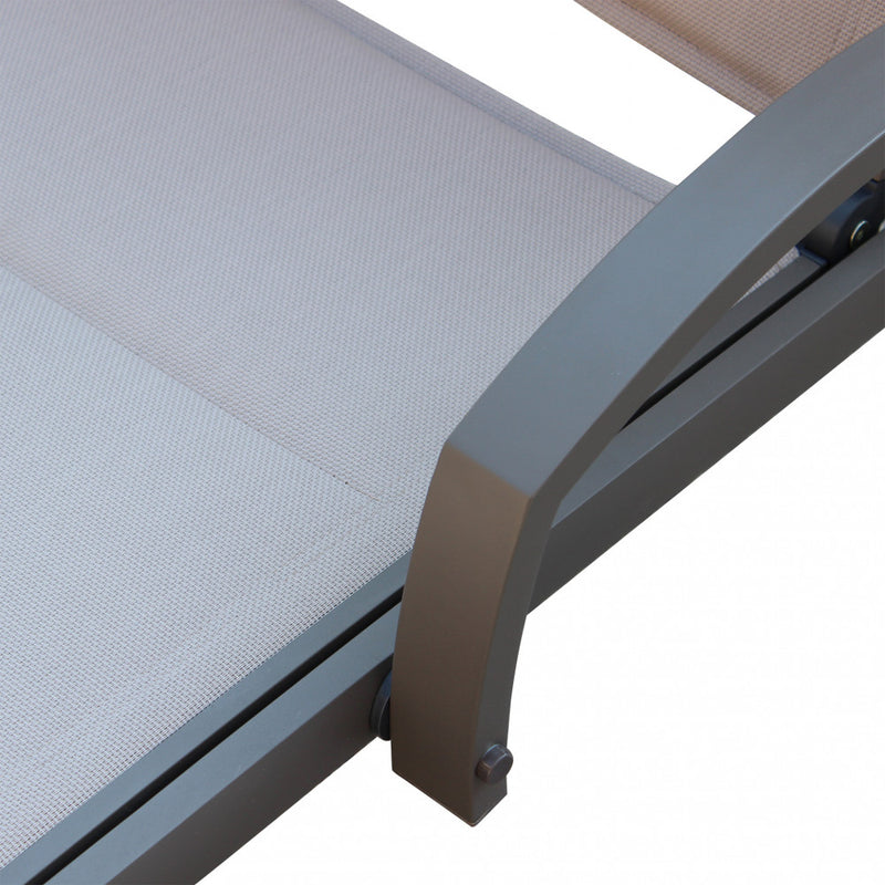 Lettino Prendisole da Giardino Malaga Impilabili 196,5x71x92,5 h cm in Alluminio Taupe