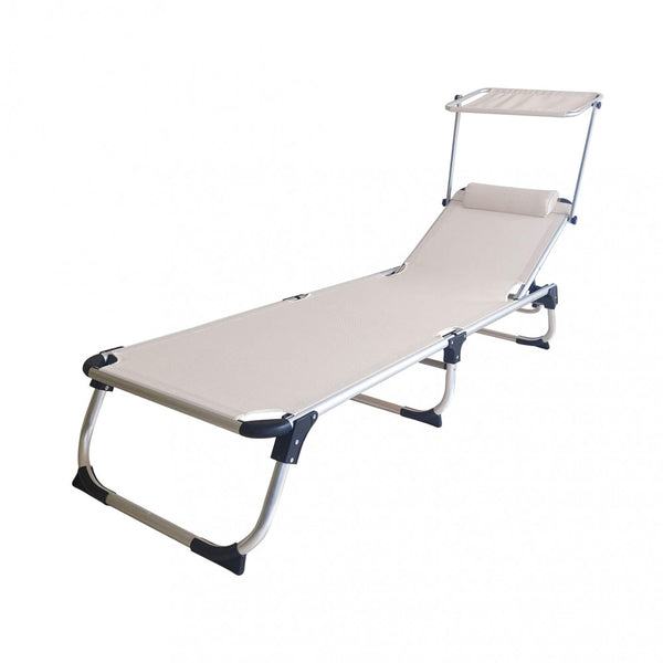 Kamp Beige Klappbare Garten-Sonnenliege 188 x 59 x 30 cm aus beigem Aluminium prezzo