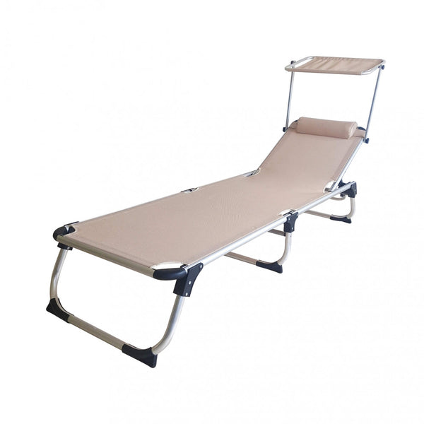 Kamp Tortora Klappbare Garten-Sonnenliege 188 x 59 x 30 cm in Beige Aluminium sconto