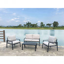 Set Salotto da Giardino Divano 2 Poltrone e Tavolino con Cuscini in Alluminio Antracite