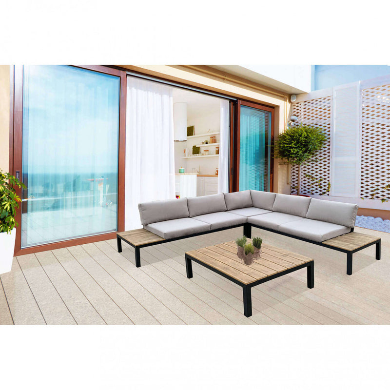 Salotto Angolare Tokyo con Cuscini in Alluminio Antracite