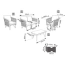 Set Salotto da Giardino Divano 2 Poltrone e Tavolino con Cuscini in Corda Tortora