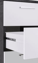 Scrivania Angolare 3 Cassetti e Ripiani a Giorno 180/160x60x90 cm New Selina Bianco Lucido/Report Grigio  