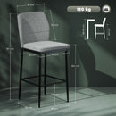 Set 2 Sgabelli Bar Moderni con Poggiapiedi e Schienale in Velluto Grigio   