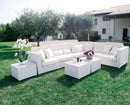 Tavolino Dallas con Vetro 60x60x42,5 h cm in Wicker Bianco