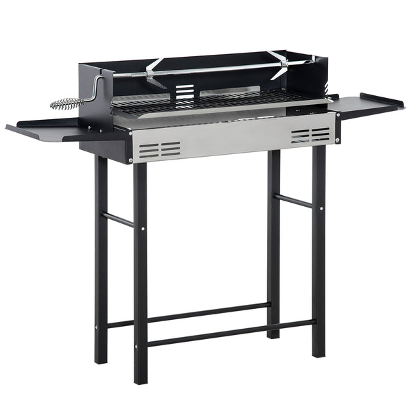 Holzkohlegrill Holzkohle 118x32x90 cm in Edelstahl und schwarzem Metall sconto