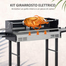 Barbecue a Carbone Carbonella 118x32x90 cm in Acciaio Inox e Metallo Nero