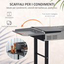 Barbecue a Carbone Carbonella 118x32x90 cm in Acciaio Inox e Metallo Nero