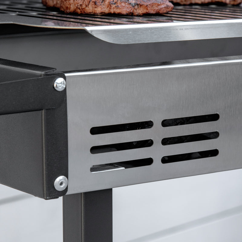 Barbecue a Carbone Carbonella 118x32x90 cm in Acciaio Inox e Metallo Nero